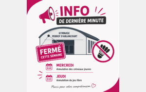 Fermeture exceptionnelle Gymnase Perrot d'Ablancourt